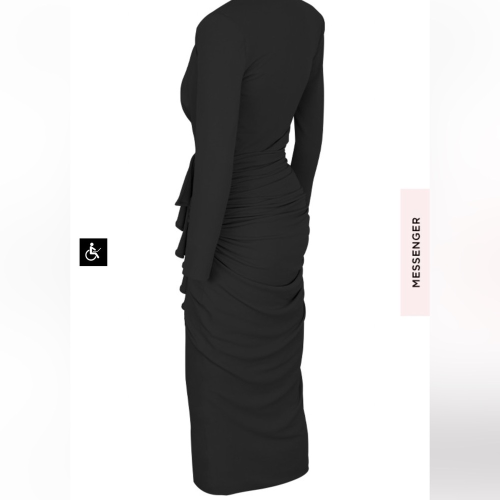 MIRA BLACK DEEP PLUNGE MIDI DRESS - Picture 11 of 15